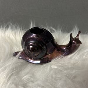 Vintage Metal Snail Slug Tapered Candle Holder Japan Mid Century Cottagecore